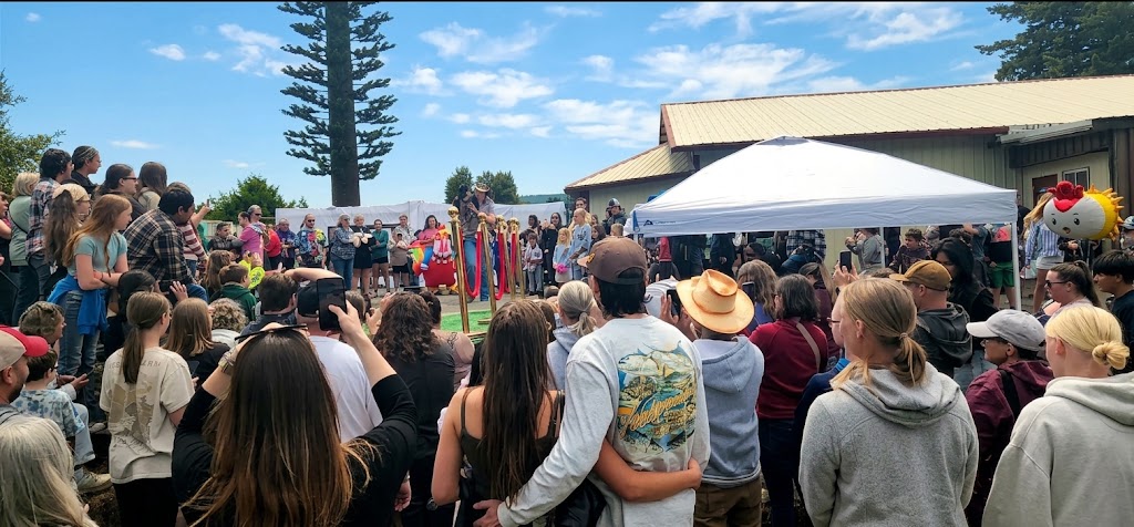A huge crowd gathered around the runway at last year's Chicken Fashion Show